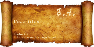 Becz Alex névjegykártya